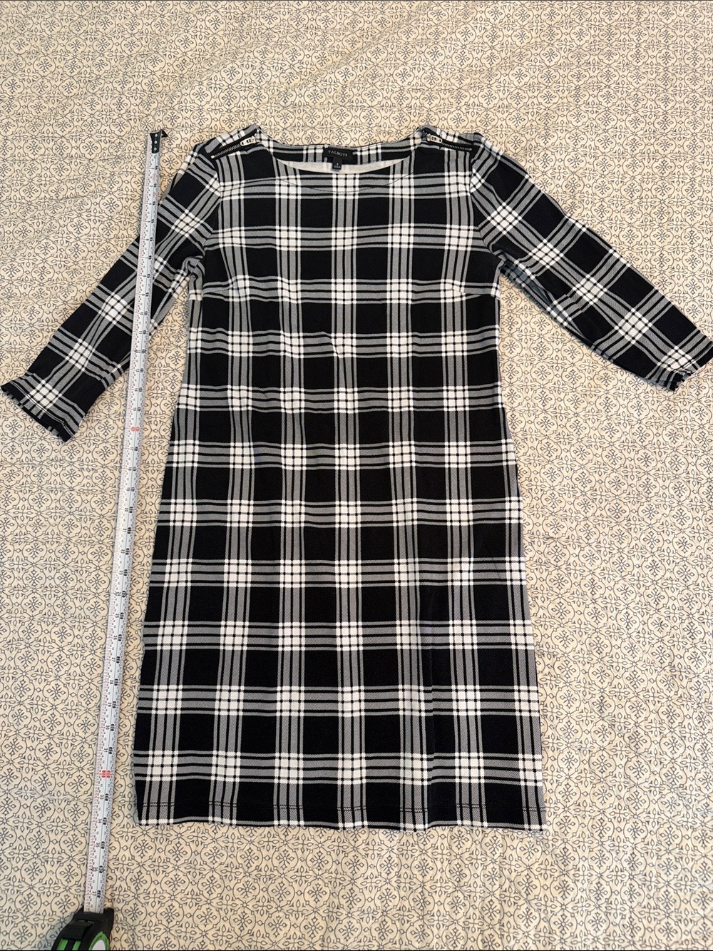 Talbots Black & White Plaid Midi Shift Dress